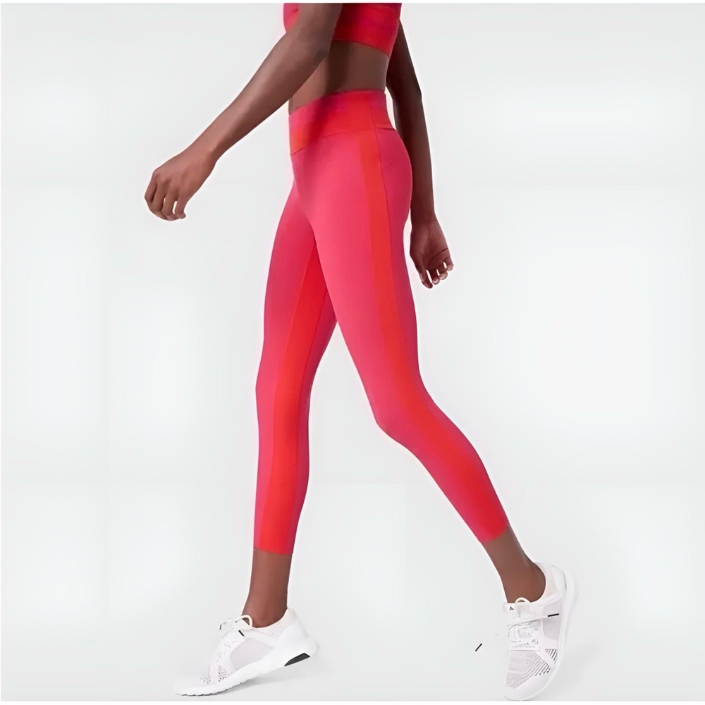 VAARA Freya Tuxedo 7/8 Leggings Hot Pink & Orange Colorblock Stripe
